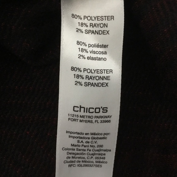 Chico's Red & Black Chevron Pattern 3/4 Sleeve Top - Picture 10 of 10